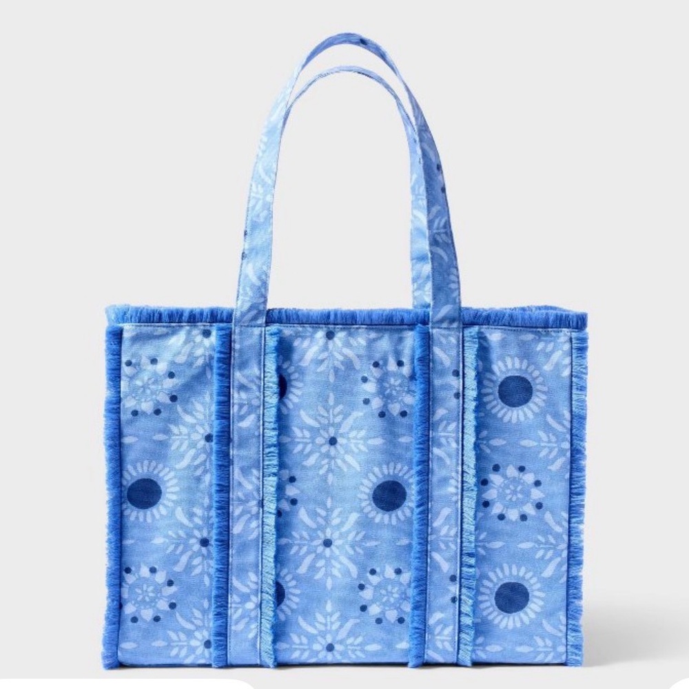 Roller Rabbit x Target- Star Medallion Fringe Canvas Tote Bag (Blue). NWT!